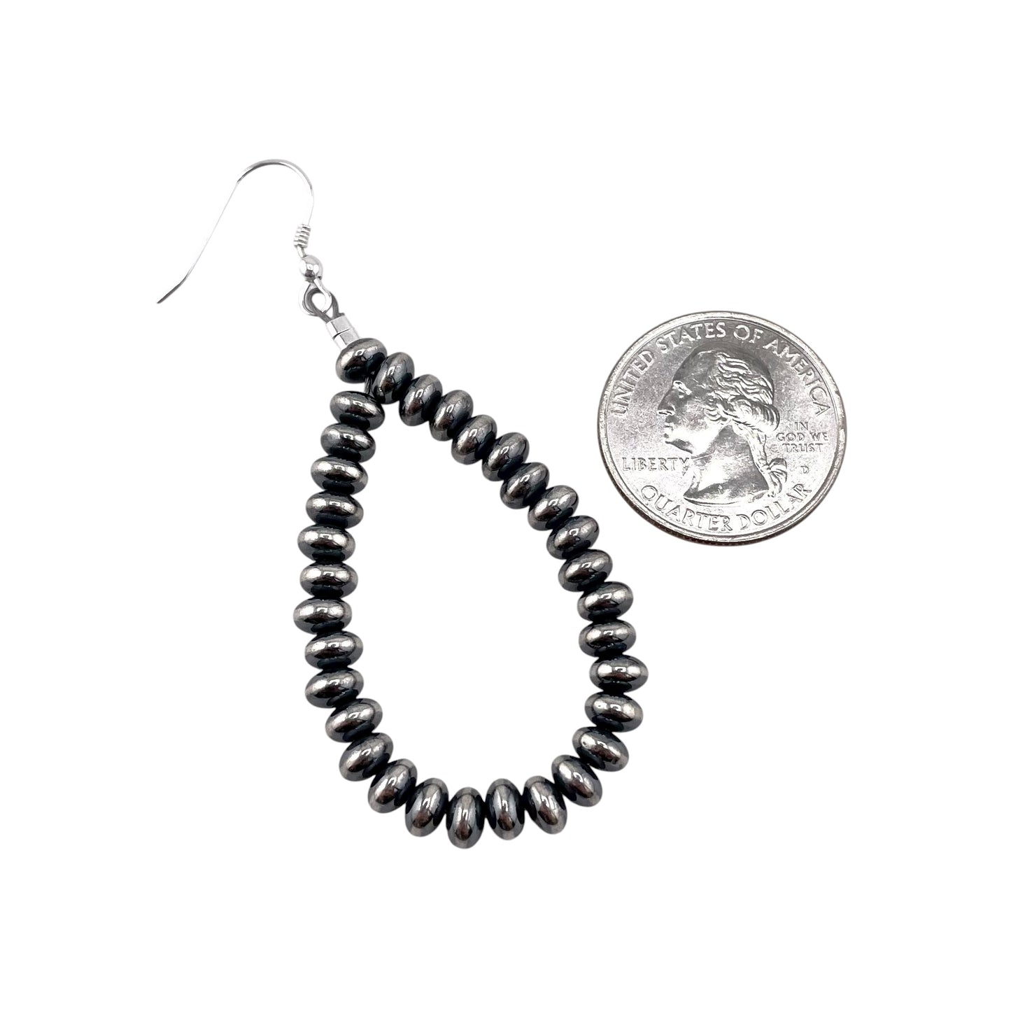 Desert Pearl Tear Drop Saucer 5.5mm Bead Dangle Earrings Sterling Silver