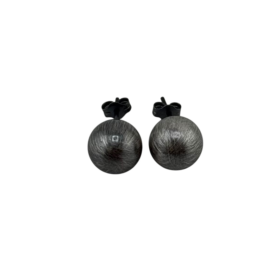 Navajo Pearl Oxidized Bead Stud Post Earrings Sterling Silver - Available in 4mm to 12mm