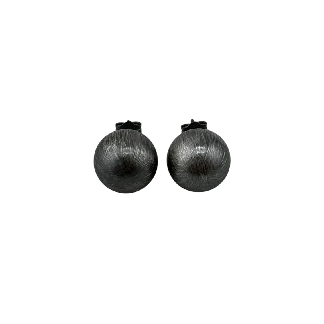 Navajo Pearl Oxidized Bead Stud Post Earrings Sterling Silver - Available in 4mm to 12mm