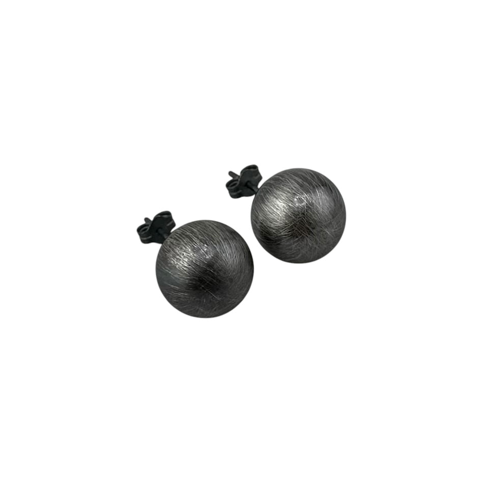 Navajo Pearl Oxidized Bead Stud Post Earrings Sterling Silver - Available in 4mm to 12mm