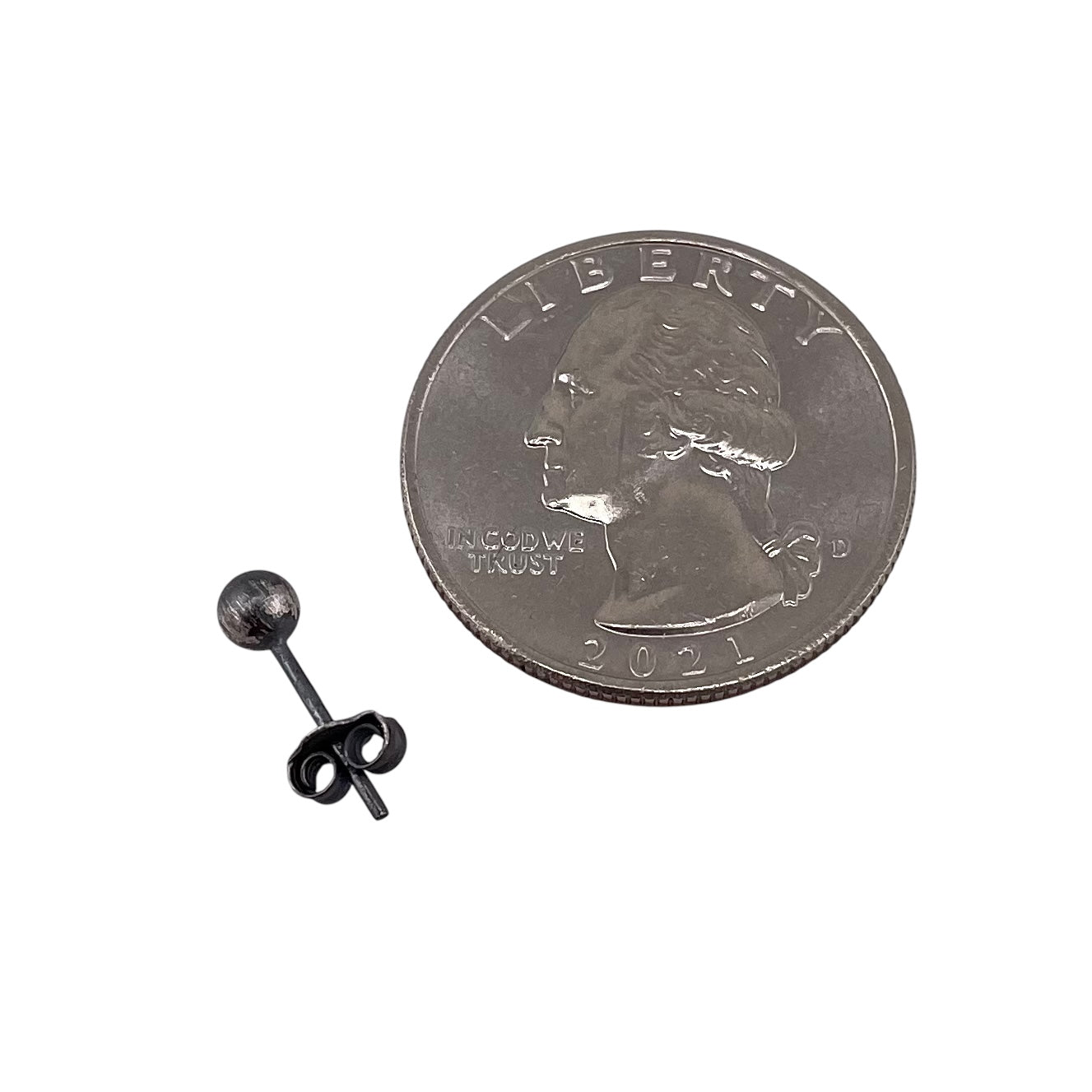 Navajo Pearl Oxidized Bead Stud Post Earrings Sterling Silver - Available in 4mm to 12mm