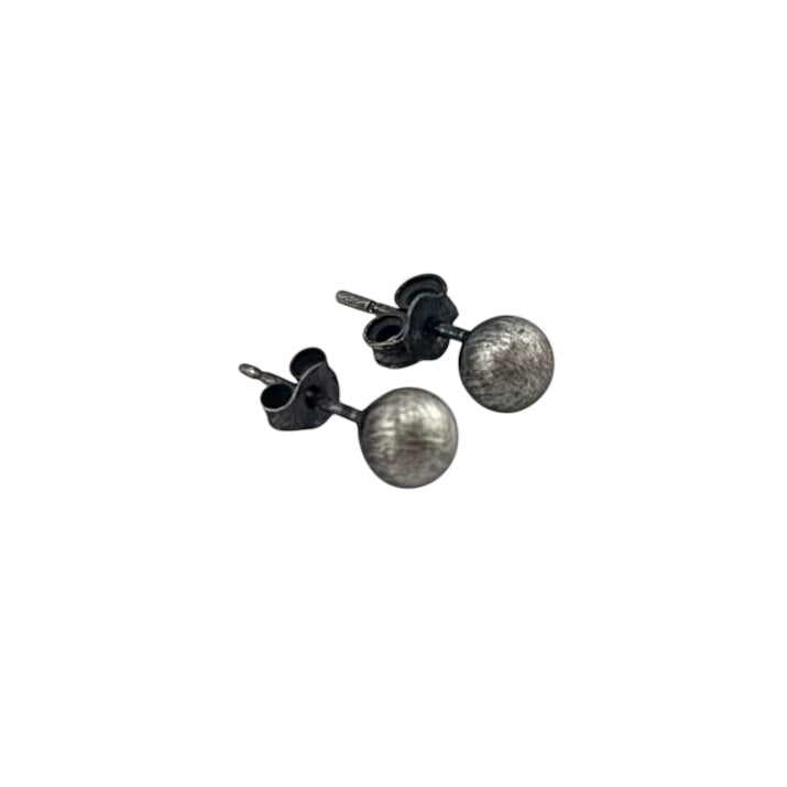 Navajo Pearl Oxidized Bead Stud Post Earrings Sterling Silver - Available in 4mm to 12mm