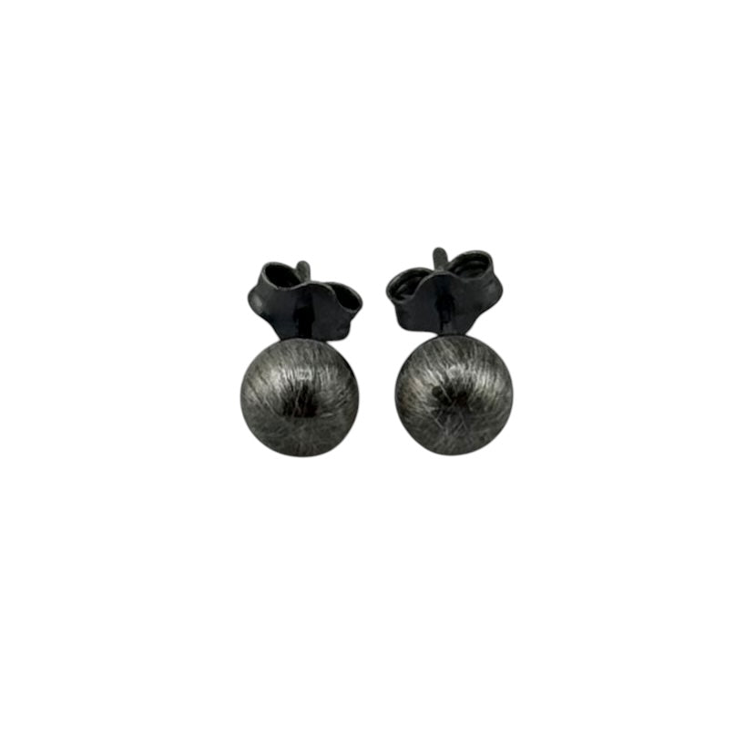 Navajo Pearl Oxidized Bead Stud Post Earrings Sterling Silver - Available in 4mm to 12mm