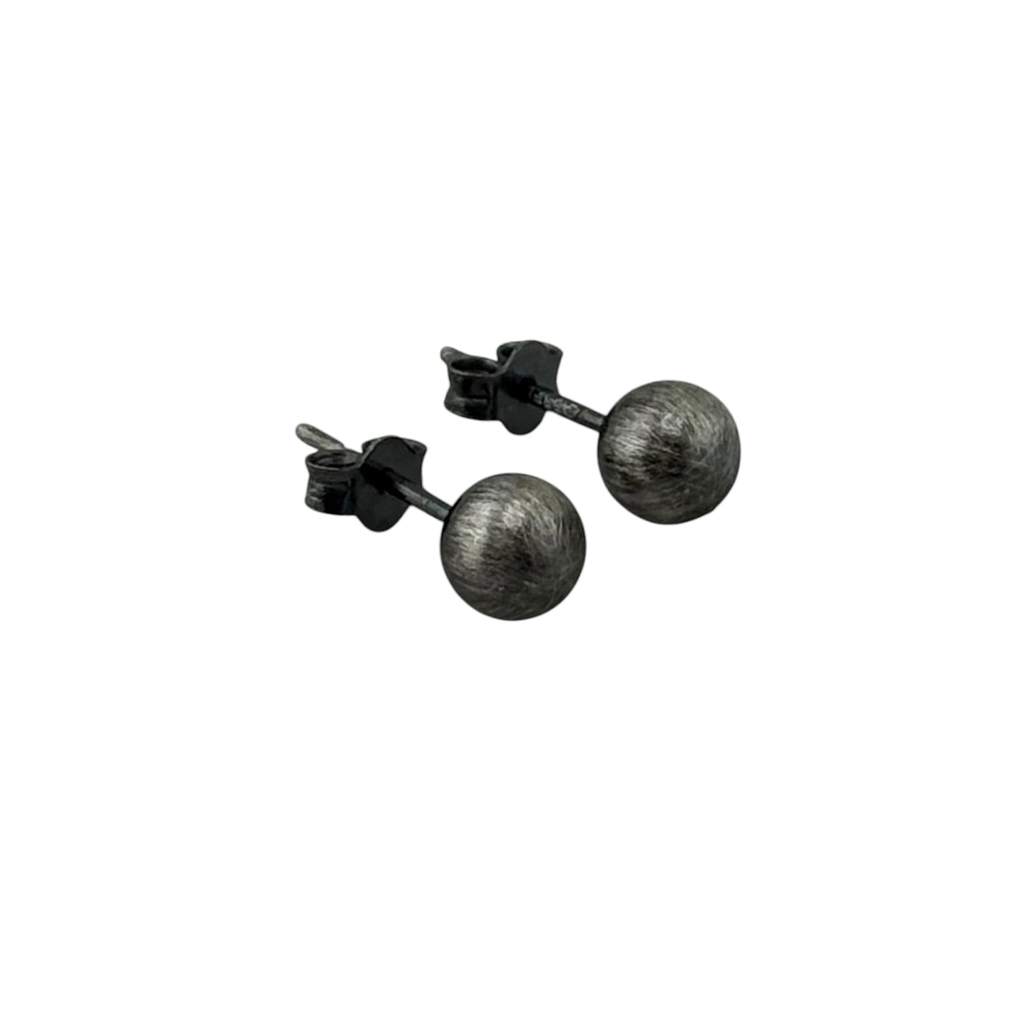 Navajo Pearl Oxidized Bead Stud Post Earrings Sterling Silver - Available in 4mm to 12mm