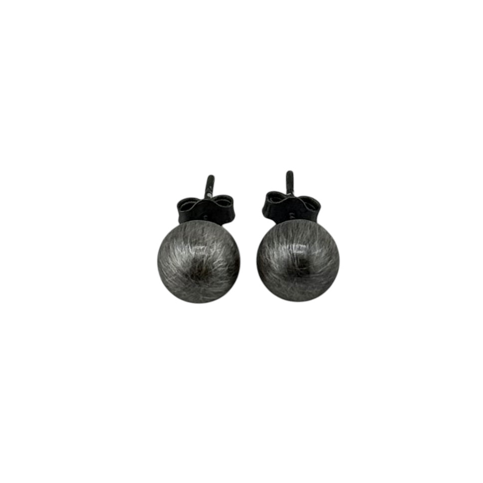 Navajo Pearl Oxidized Bead Stud Post Earrings Sterling Silver - Available in 4mm to 12mm