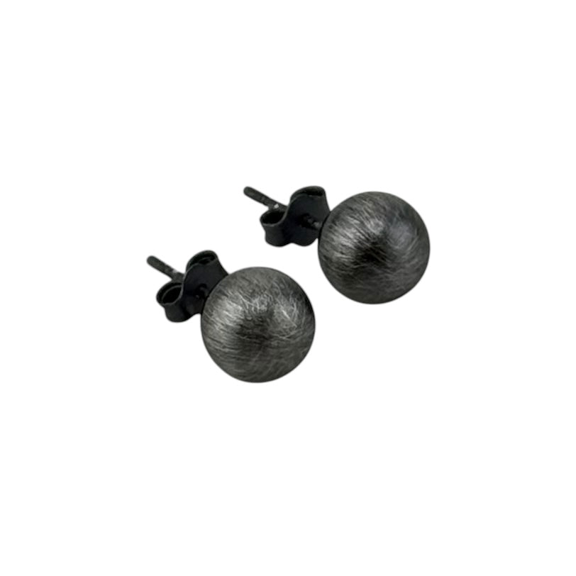 Navajo Pearl Oxidized Bead Stud Post Earrings Sterling Silver - Available in 4mm to 12mm