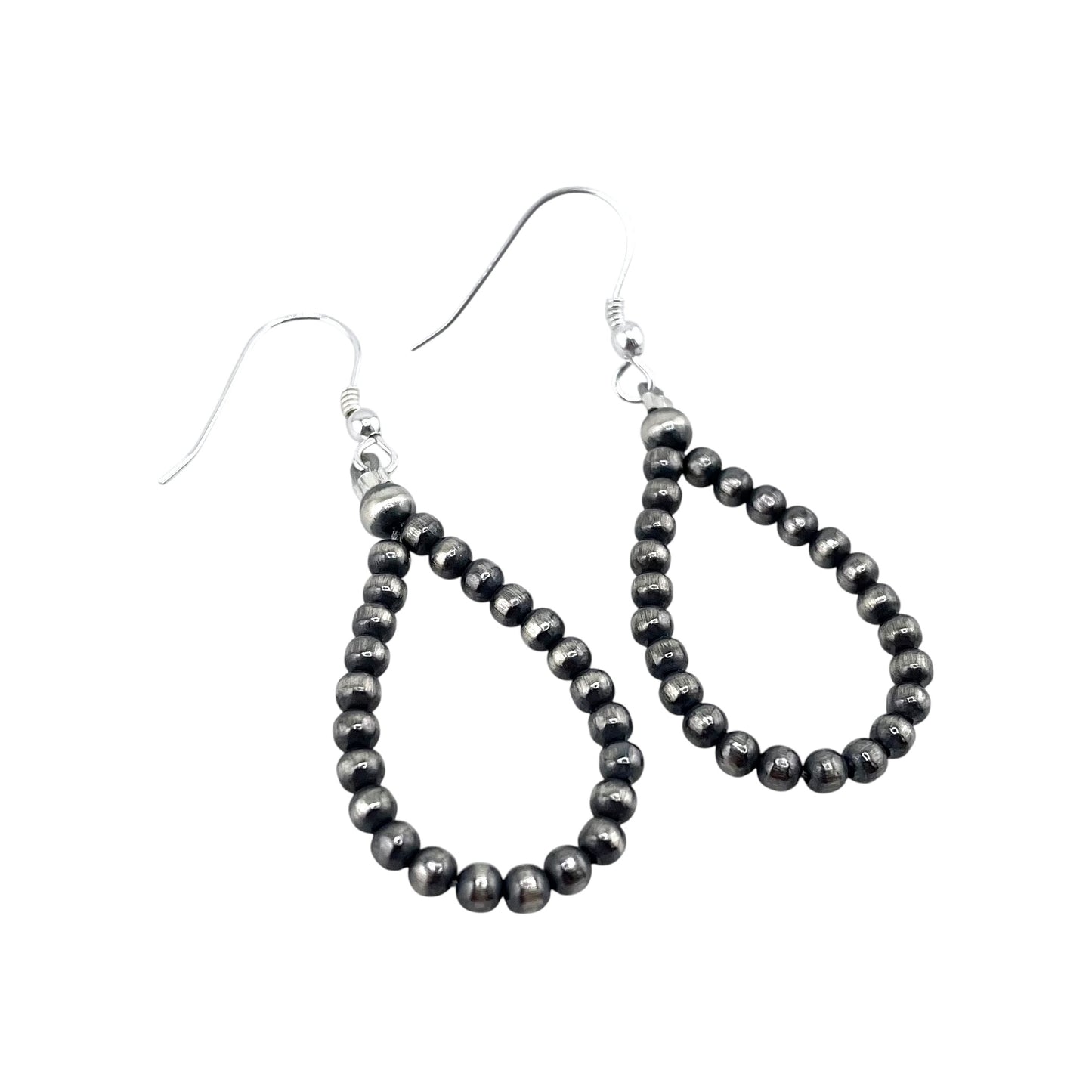Desert Pearl 3mm Bead Dangle Loop Earrings Sterling Silver