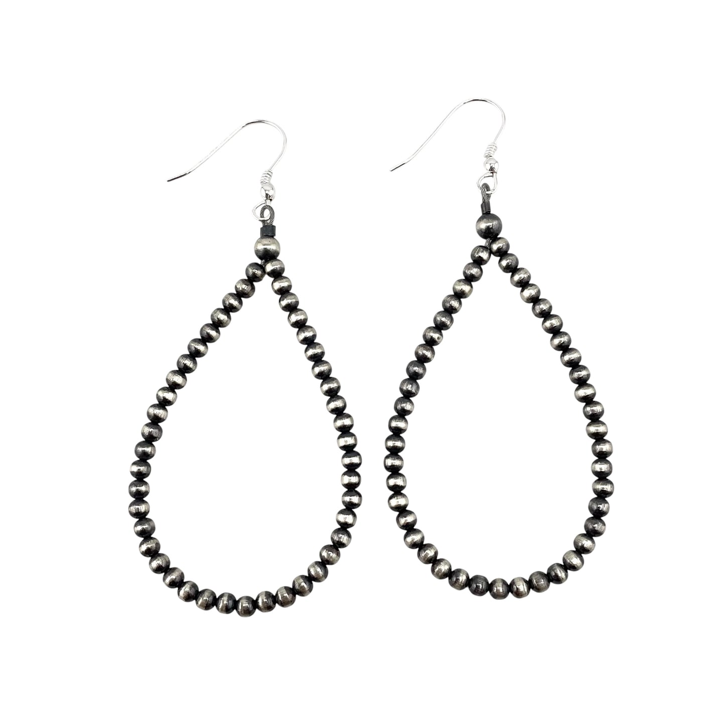 Desert Pearl 3mm Bead Dangle Loop Earrings Sterling Silver