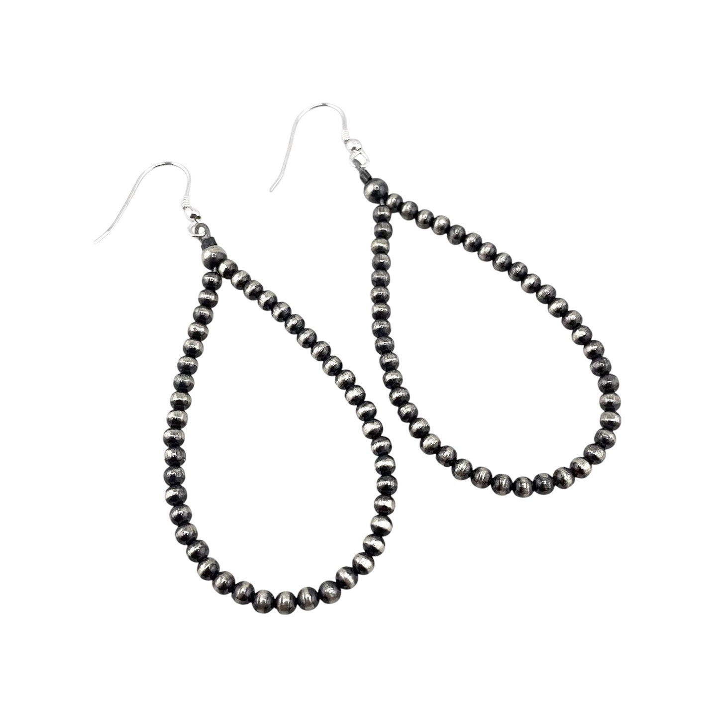 Desert Pearl 3mm Bead Dangle Loop Earrings Sterling Silver