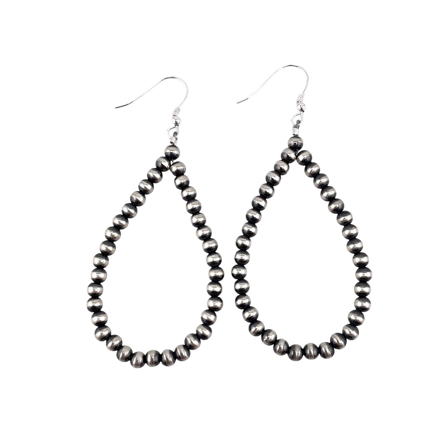 Desert Pearl 4mm Bead Dangle Loop Earrings Sterling Silver