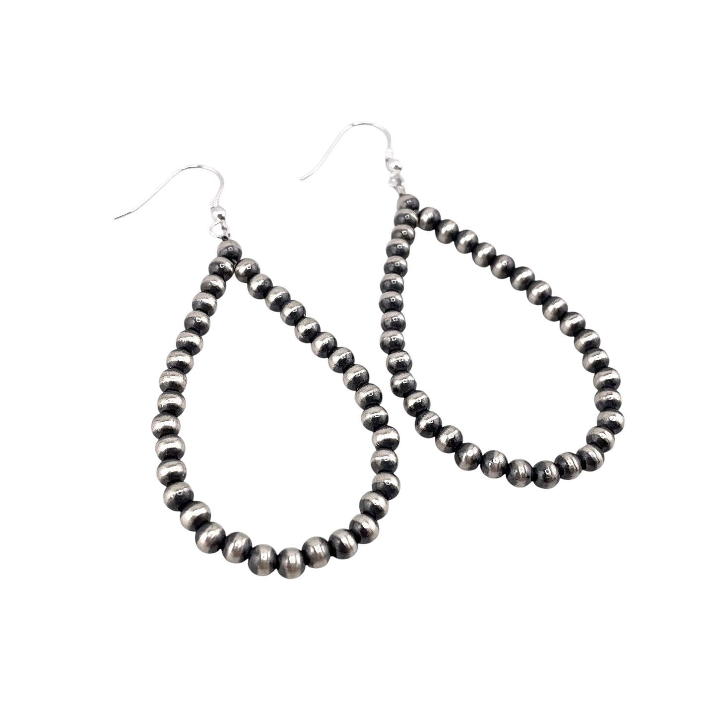 Desert Pearl 4mm Bead Dangle Loop Earrings Sterling Silver