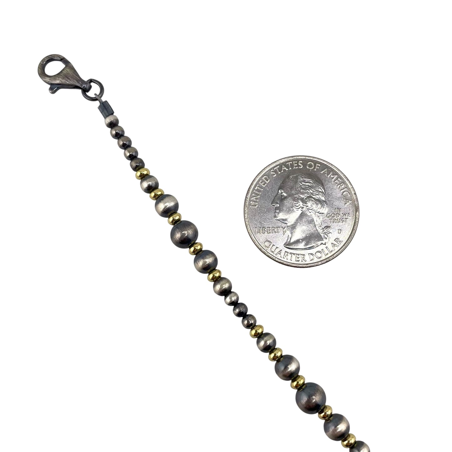 Desert Pearl Mixed Graduated Bead Bracelet Sterling Silver & 12K Gold Filled