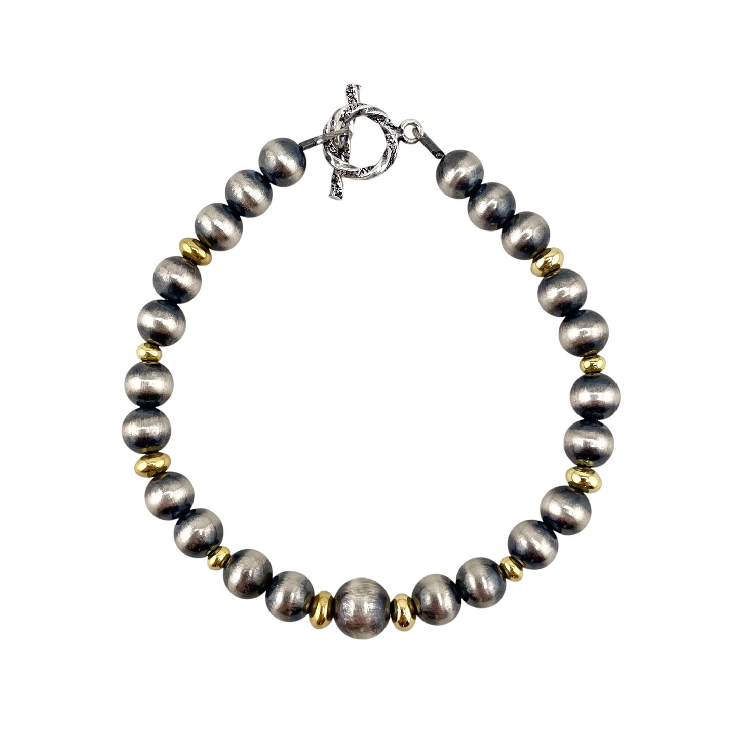 Desert Pearl Mixed Bead Toggle Bracelet Sterling Silver & 12K Gold Filled