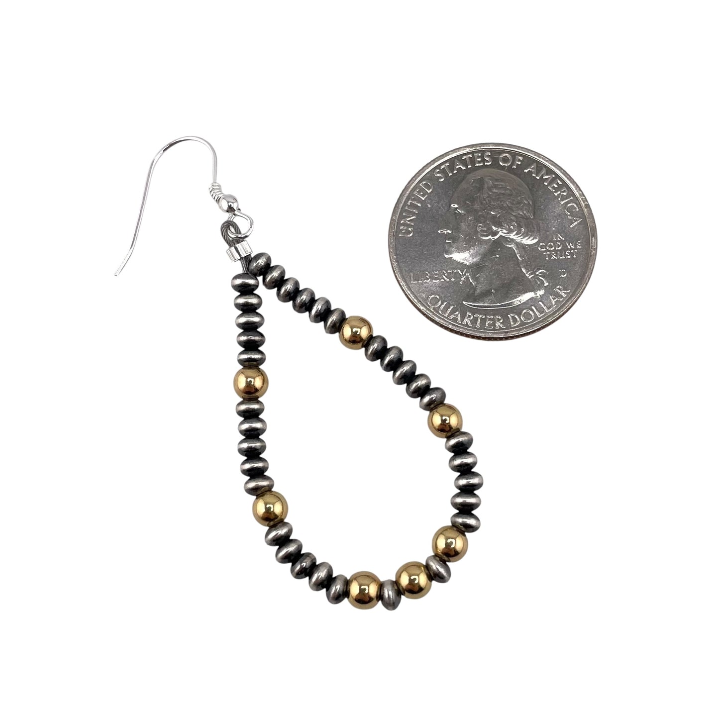 Desert Pearl Mixed Bead Tear Drop Earrings Sterling Silver & 12K Gold Filled