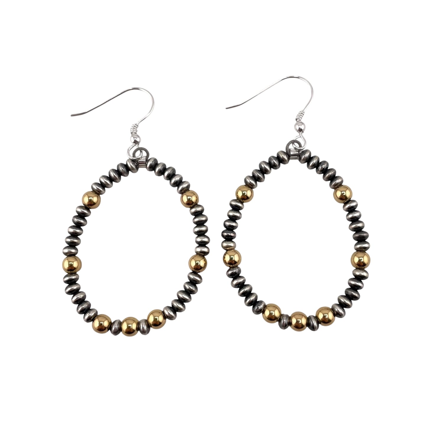 Desert Pearl Mixed Bead Hoop Earrings Sterling Silver & 12K Gold Filled