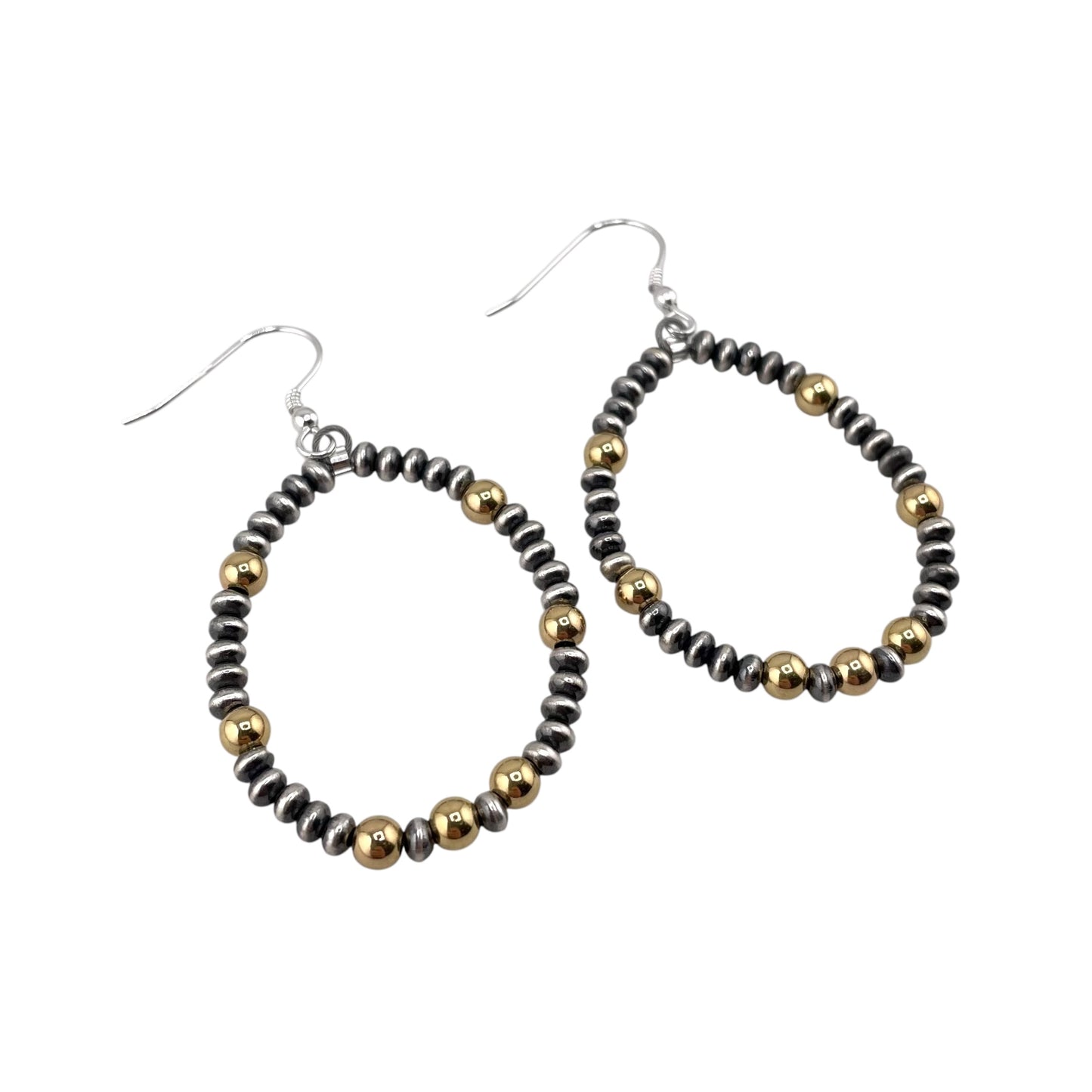 Desert Pearl Mixed Bead Hoop Earrings Sterling Silver & 12K Gold Filled