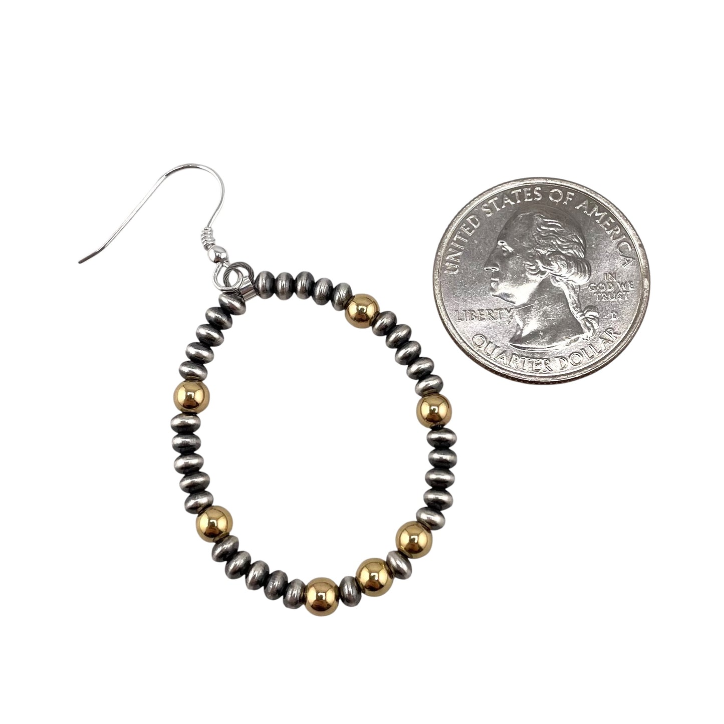 Desert Pearl Mixed Bead Hoop Earrings Sterling Silver & 12K Gold Filled