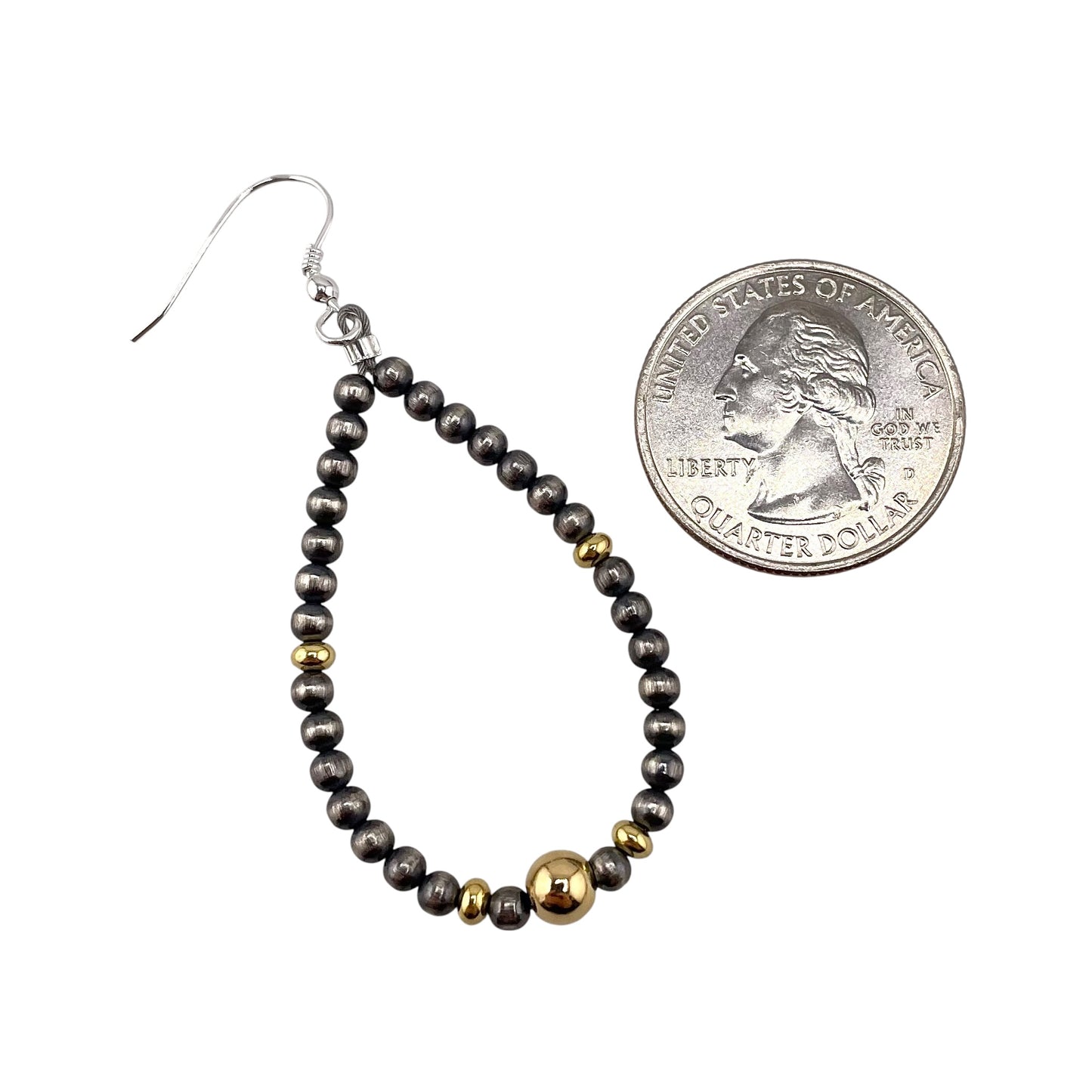 Desert Pearl Bead Tear Drop Earrings Sterling Silver & 12K Gold Filled