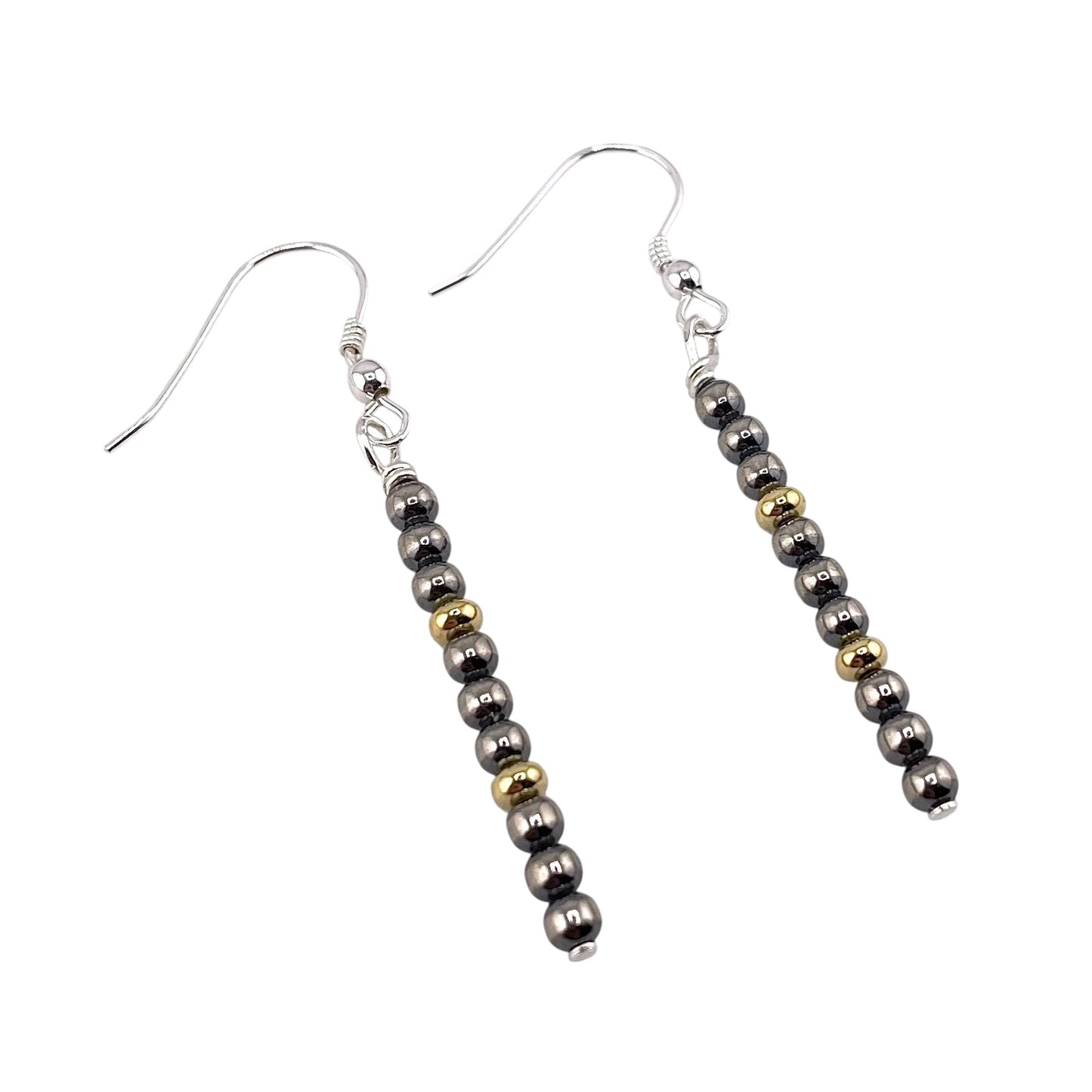 Desert Pearl Bead 3mm Stick Earrings Sterling Silver & 12K Gold Filled