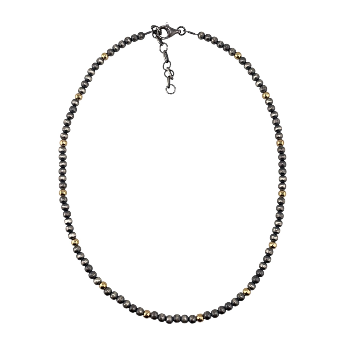 Desert Pearl 4mm Bead Necklace Sterling Silver & 12K Gold Filled