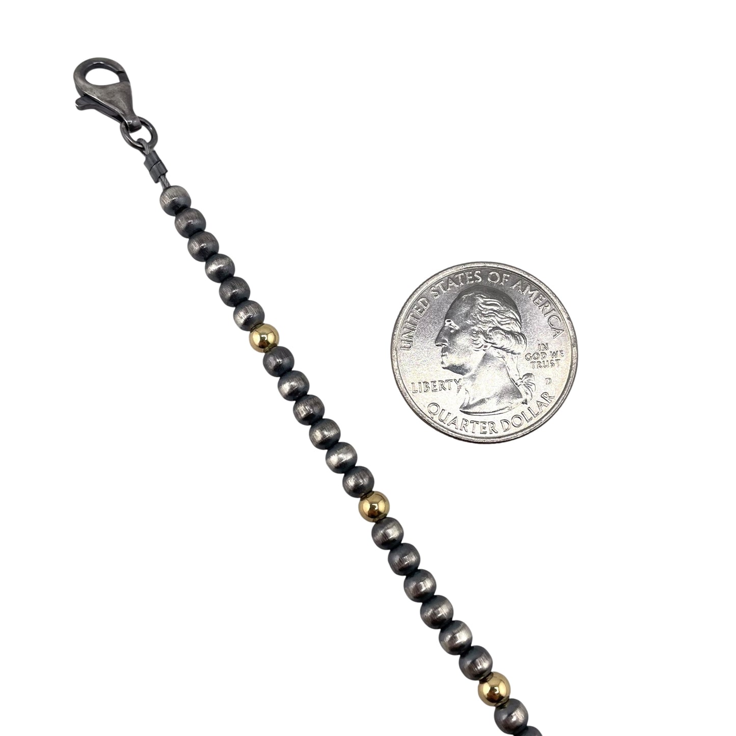 Desert Pearl 4mm Bead Necklace Sterling Silver & 12K Gold Filled