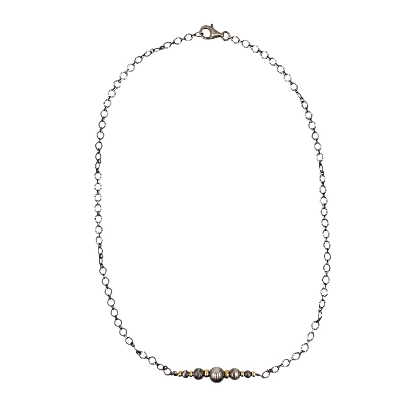 Desert Pearl Graduated Bead Bar Necklace Sterling Silver & 12K Gold Filled