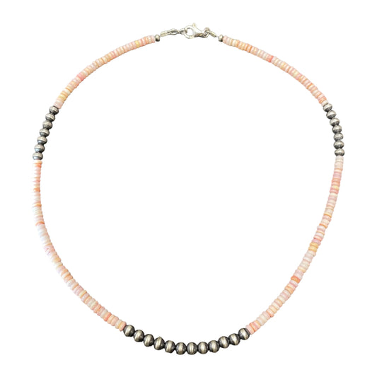 Pink Conch Desert Pearl Bead Necklace Sterling Silver