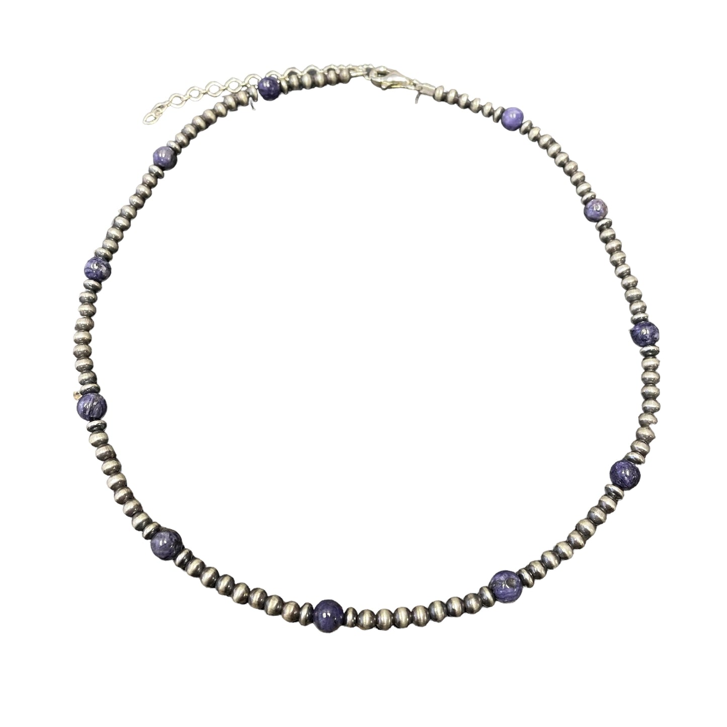 Charoite Desert Pearl Bead Necklace Sterling Silver