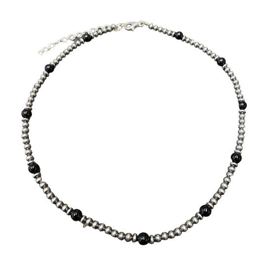 Onyx Desert Pearl Bead Necklace Sterling Silver