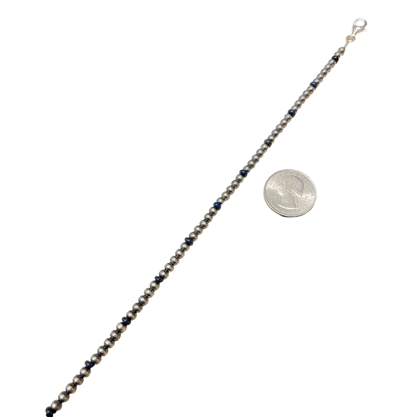 Lapis Desert Pearl Bead Necklace Sterling Silver