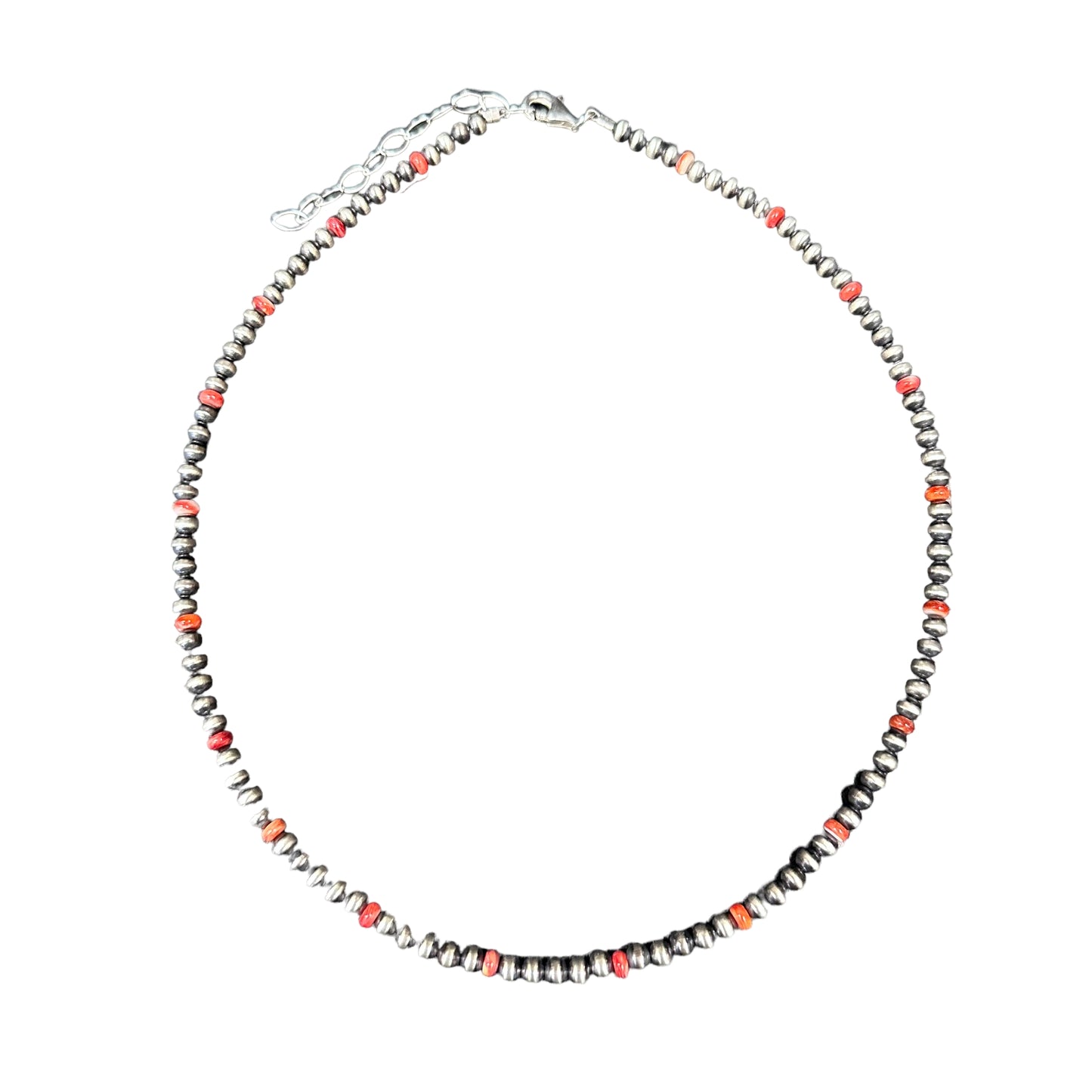 Red Spiny Oyster Desert Pearl Bead Necklace Sterling Silver