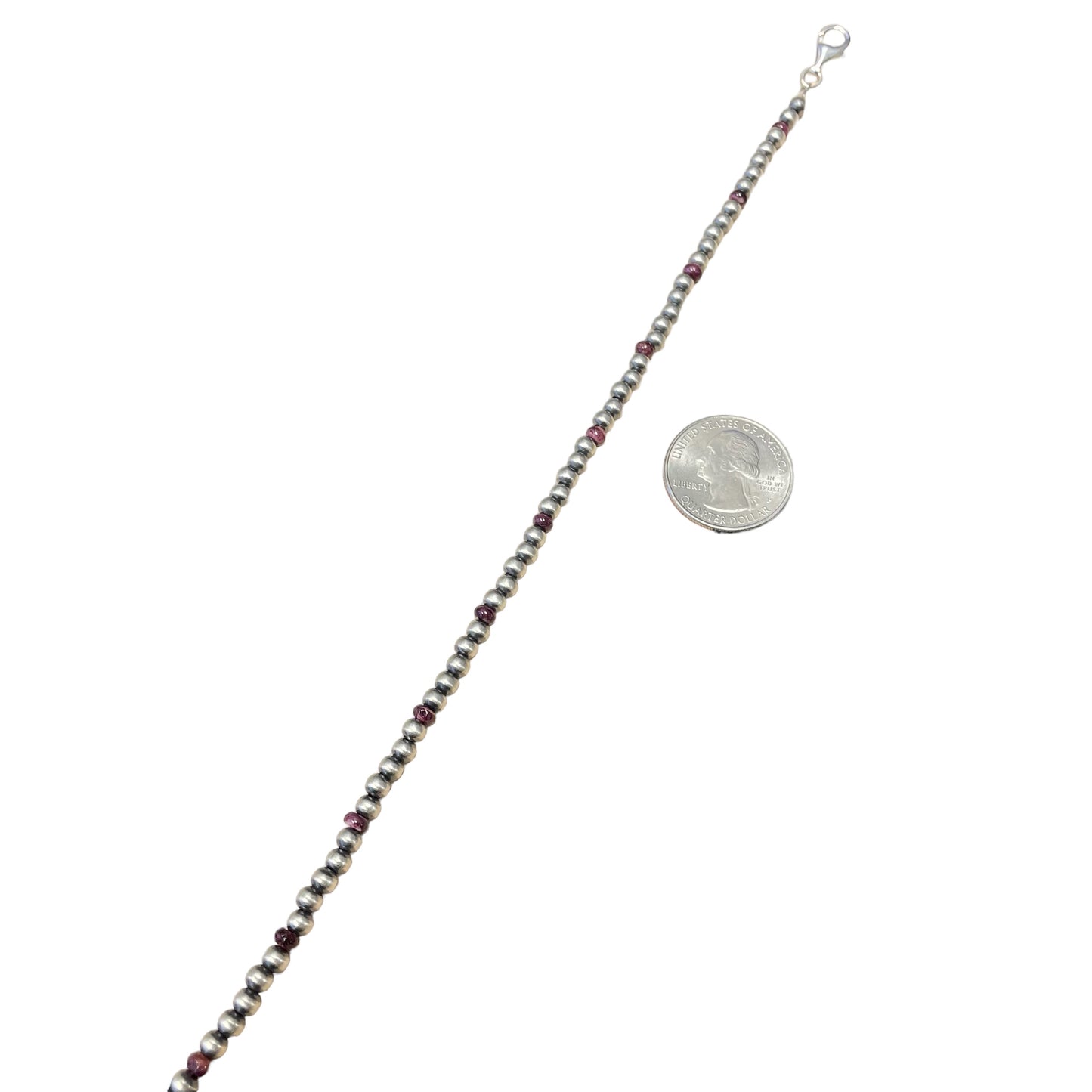 Purple Spiny Oyster Desert Pearl Bead Necklace Sterling Silver