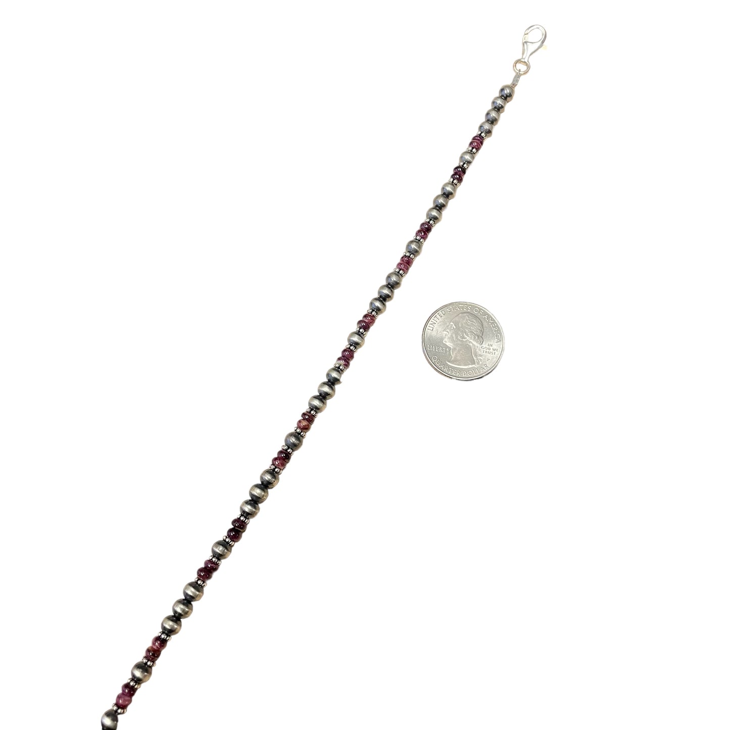 Purple Spiny Oyster Desert Pearl Bead Necklace Sterling Silver