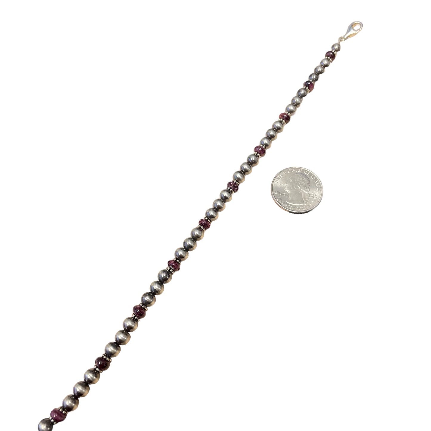 Purple Spiny Oyster Desert Pearl Bead Necklace Sterling Silver