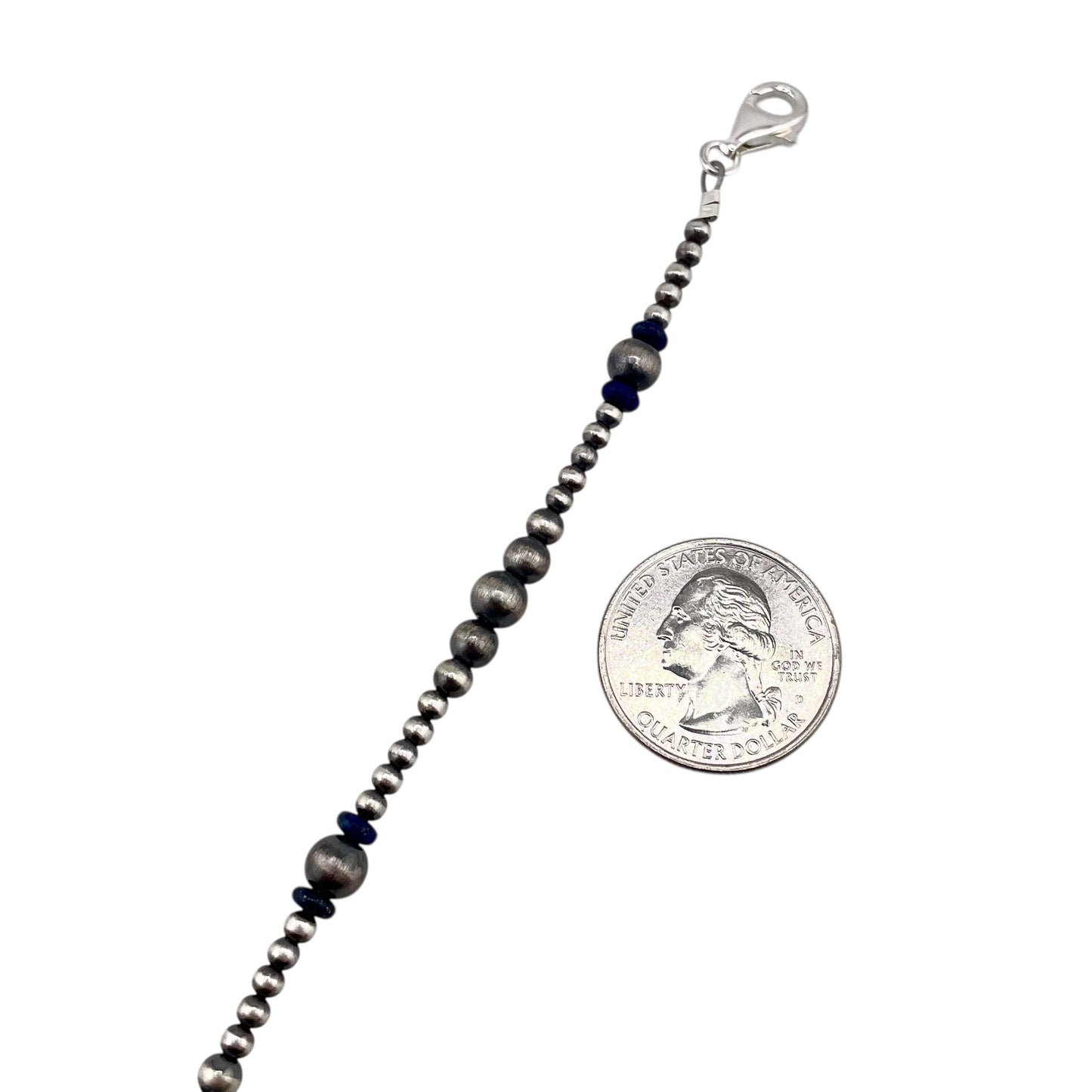 Lapis Desert Pearl Bead Necklace Sterling Silver