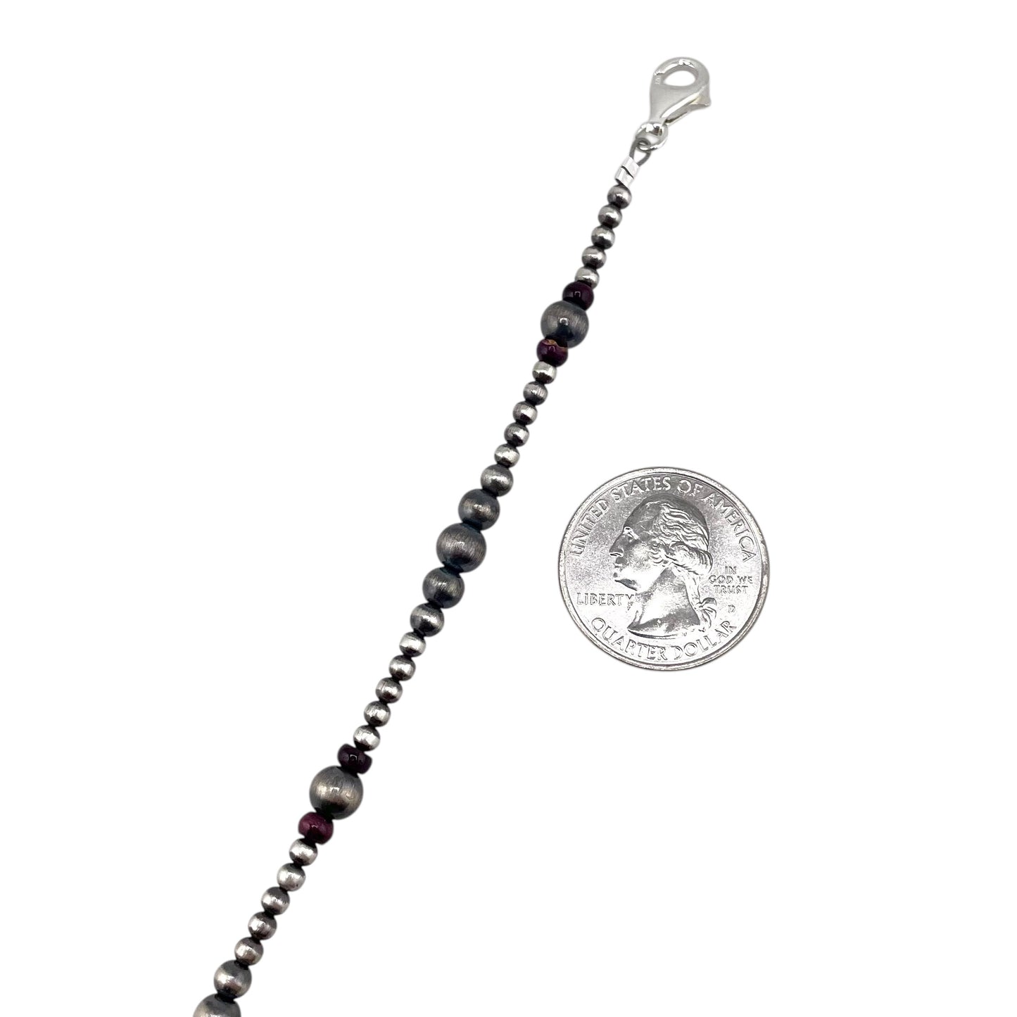 Purple Spiny Oyster Desert Pearl Bead Necklace Sterling Silver