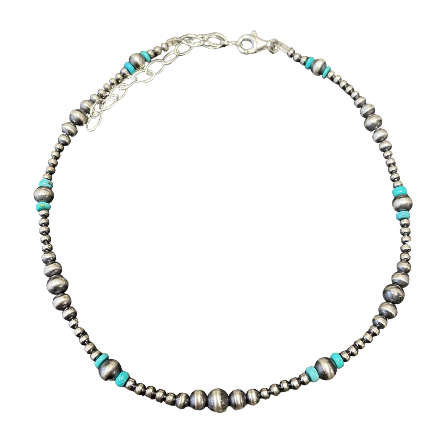 Turquoise Desert Pearl Bead Necklace Sterling Silver