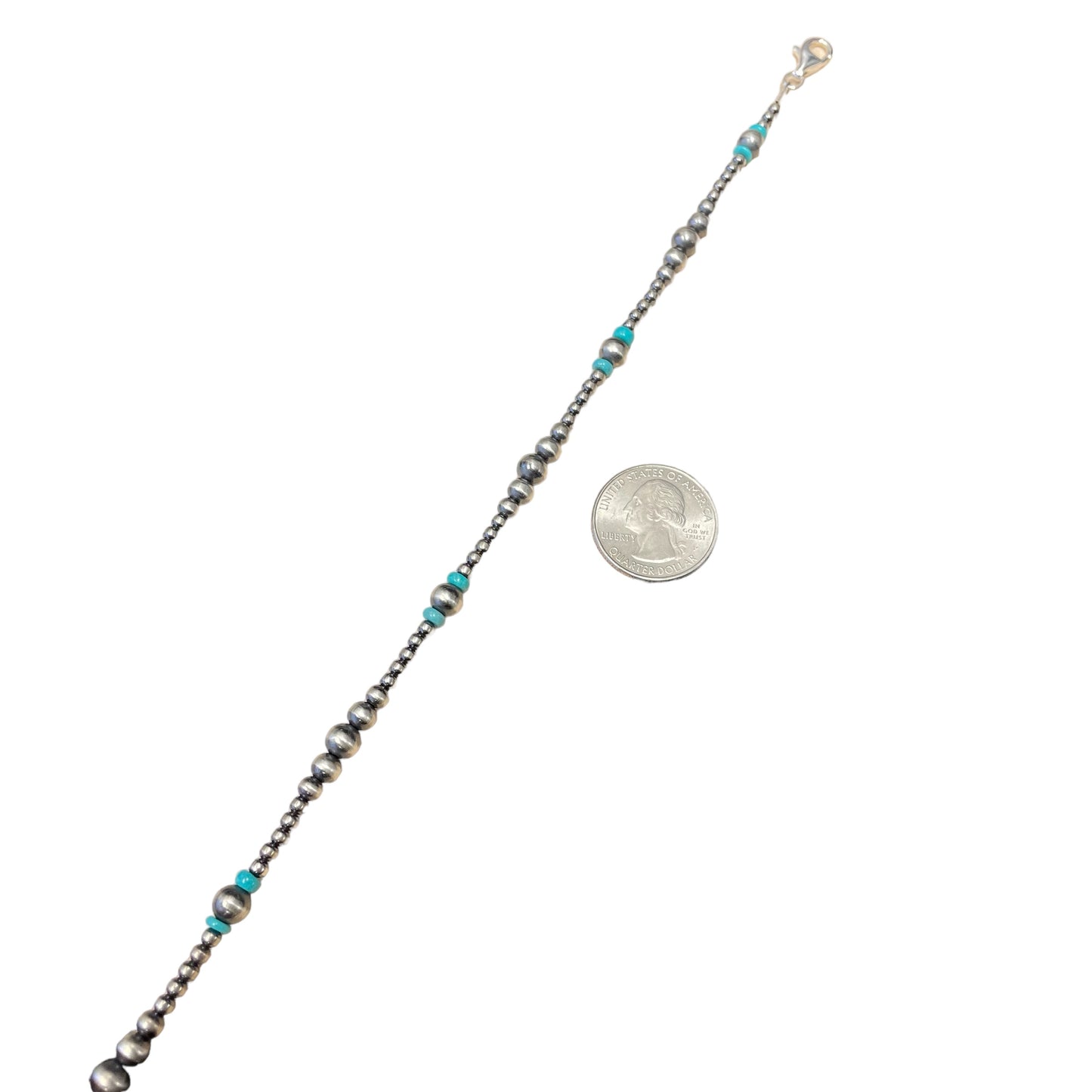 Turquoise Desert Pearl Bead Necklace Sterling Silver