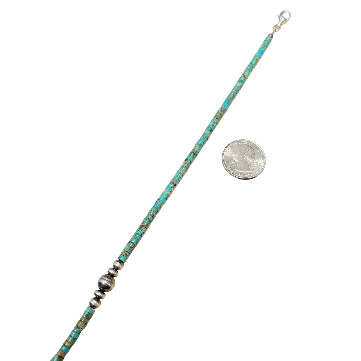 Turquoise Desert Pearl Bead Necklace Sterling Silver