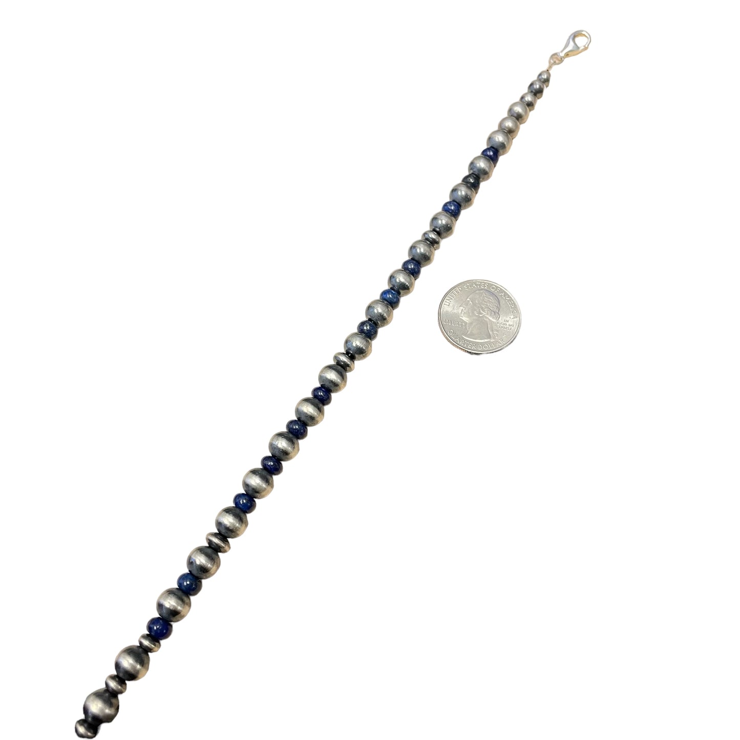 Lapis Desert Pearl Bead Necklace Sterling Silver