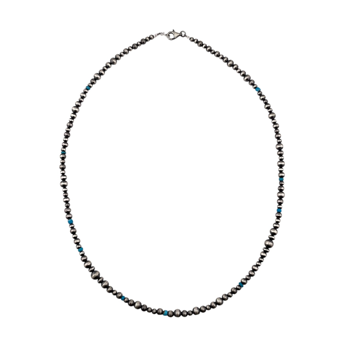 Turquoise Desert Pearls Mixed Bead Necklace Sterling Silver