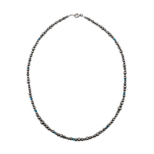 Turquoise Desert Pearls Mixed Bead Necklace Sterling Silver
