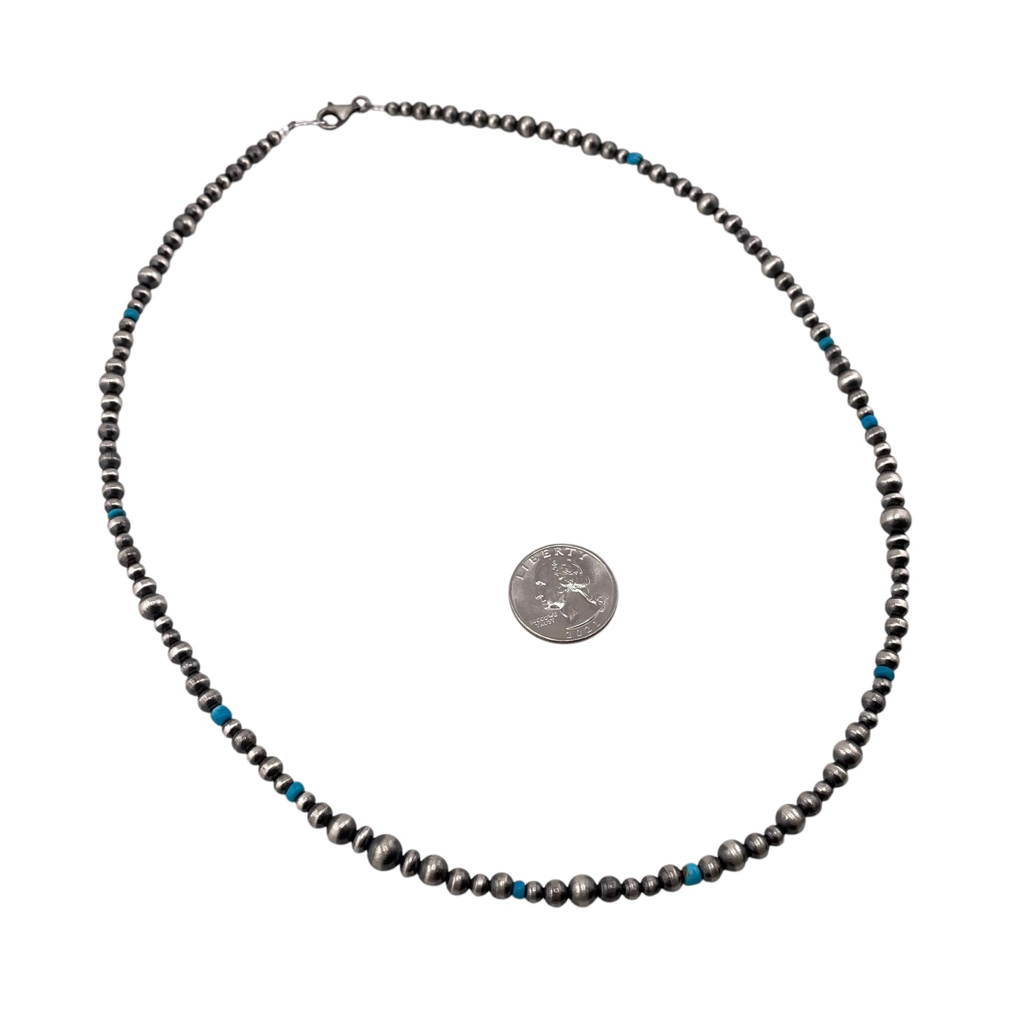 Turquoise Desert Pearls Mixed Bead Necklace Sterling Silver