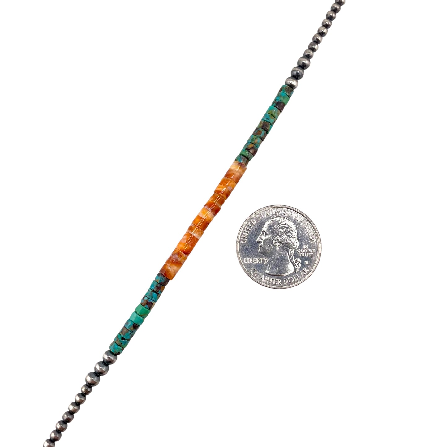 Turquoise & Spiny Oyster Desert Pearl Necklace Sterling Silver