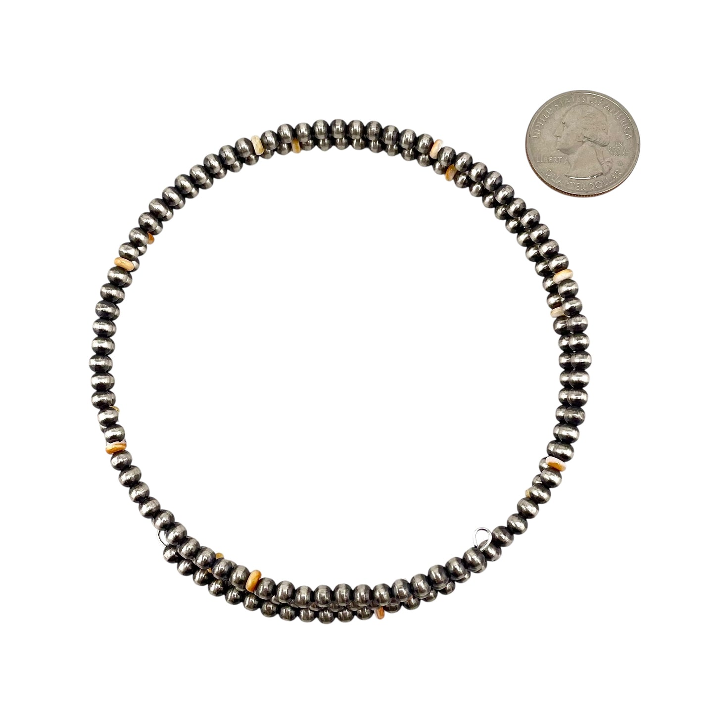 Orange Spiny Oyster Desert Pearls 4mm Bead Wrap Necklace Sterling Silver
