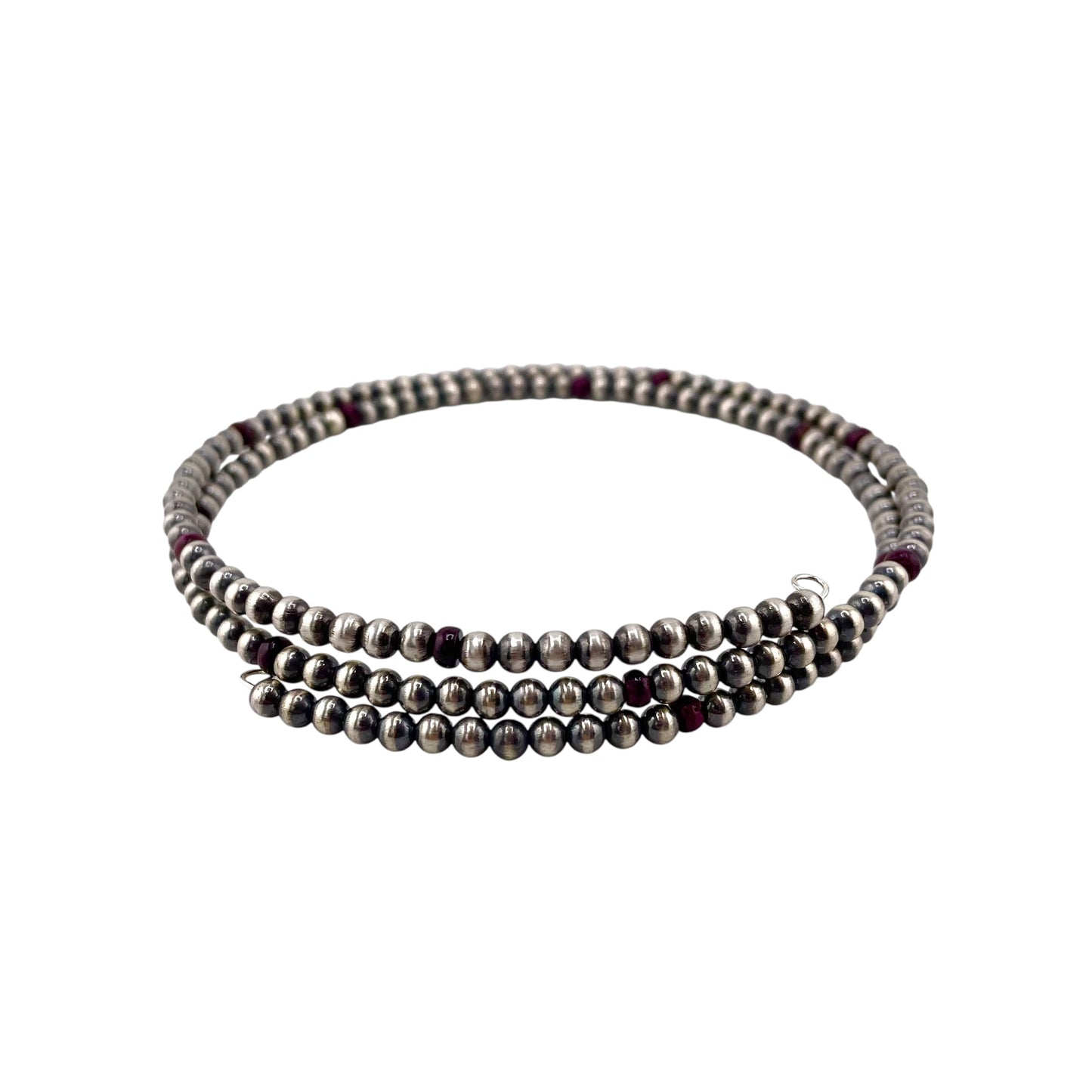 Purple Spiny Oyster Desert Pearls 4mm Bead Wrap Necklace Sterling Silver