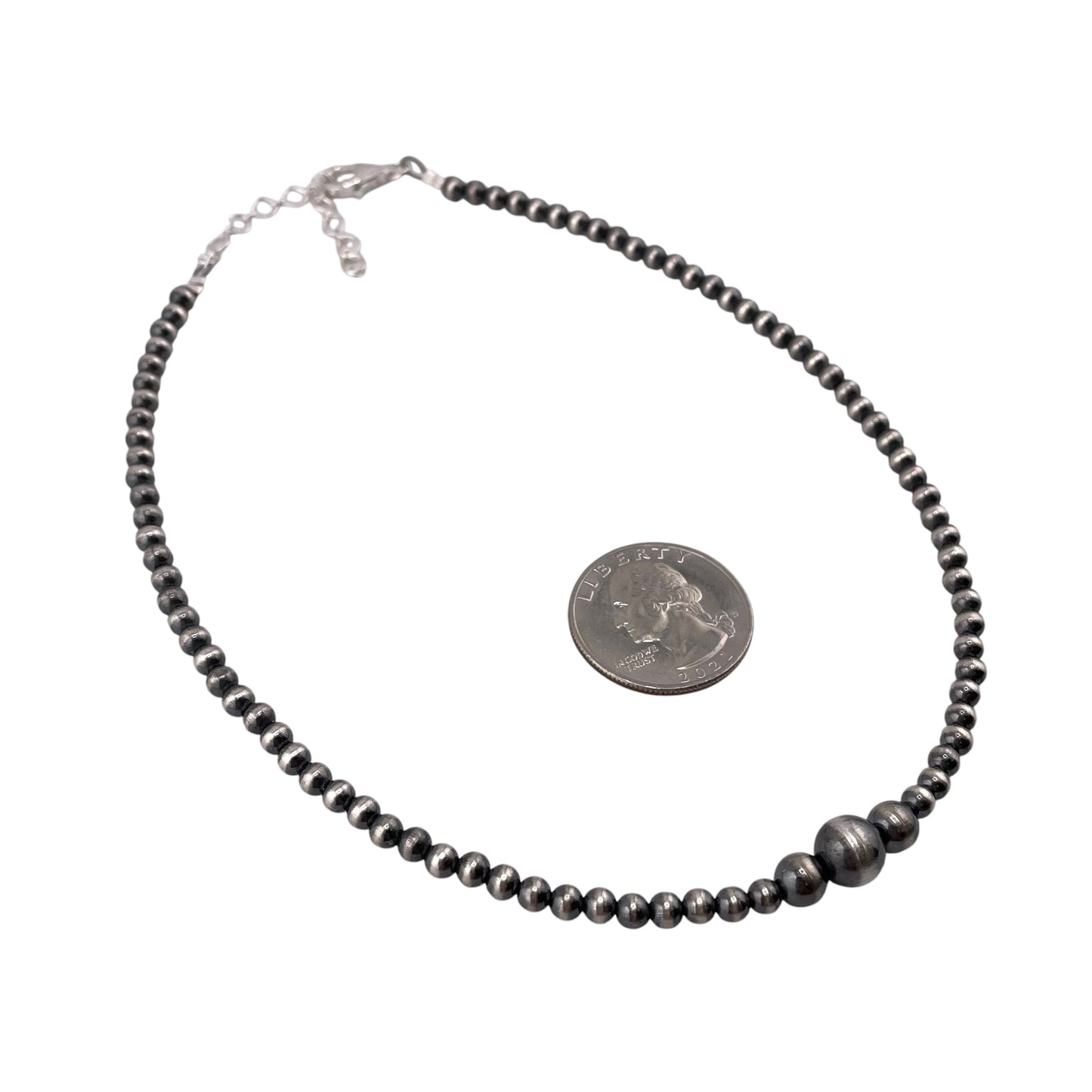 Desert Pearl Mixed Bead Necklace Sterling Silver. Available in 14" or 18"