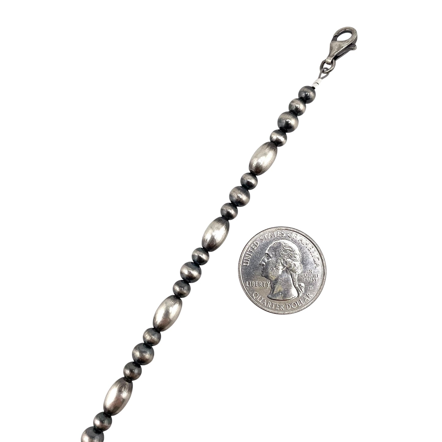 Desert Pearls Round & Oval Bead Necklace Sterling Silver