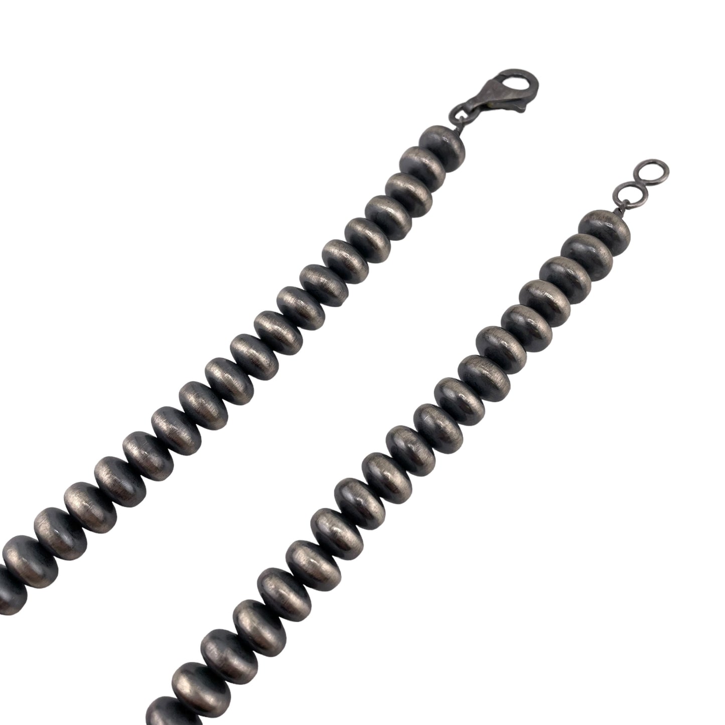 Sterling Silver Desert Pearls 9mm Saucer Oxidized Bead Necklace. Available from 16" to 36"