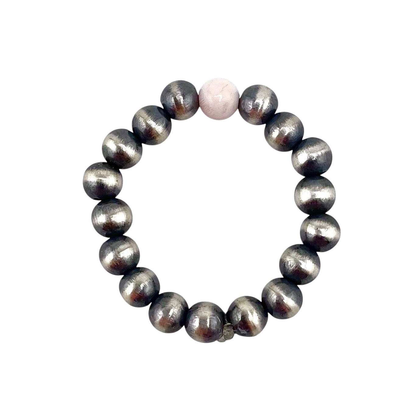 Pink Conch Desert Pearl Bead 4mm Stretch Ring Sterling Silver